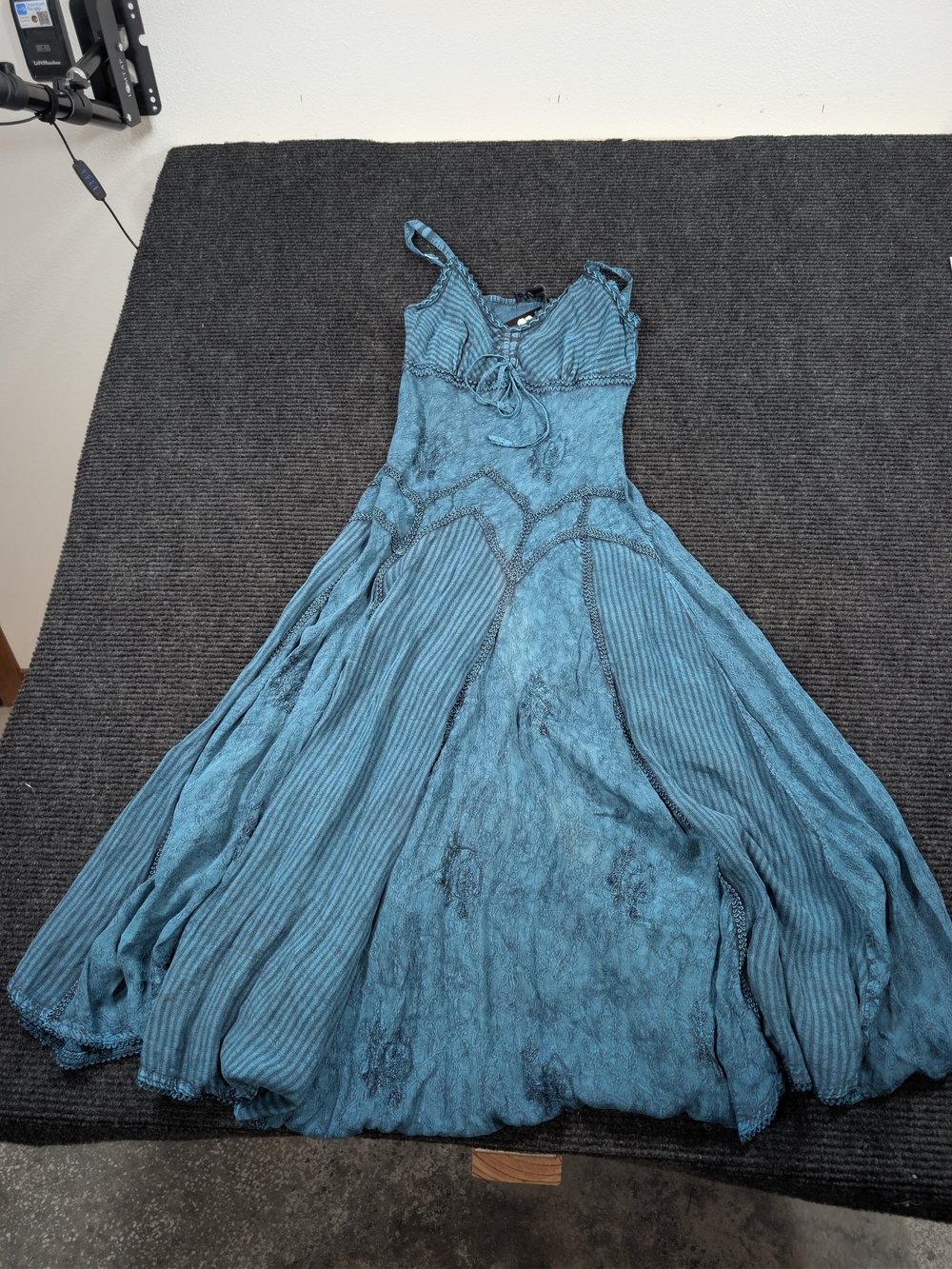 NWT Teal Textured Maxi Dress with Spaghetti Straps